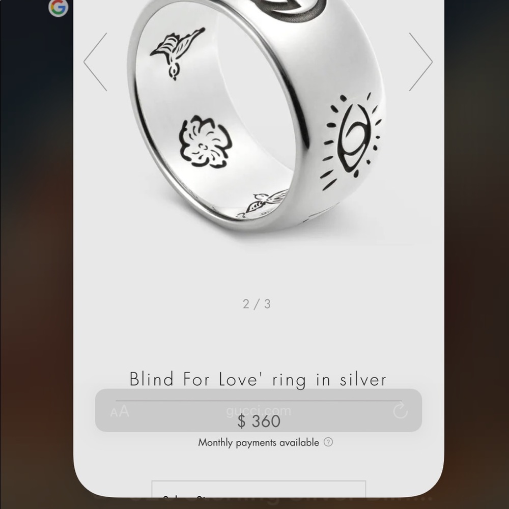 Gucci blind for love ring